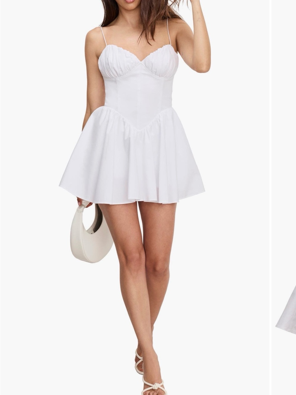 Good American White Spaghetti-Strap Sweetheart Mini Dress